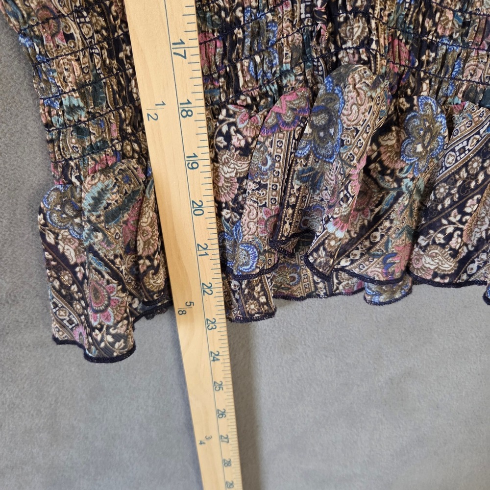 Wildflower Apparel Floral Smocked Peasant Top Women's Medium Boho Hippie - Picture 14 of 14
